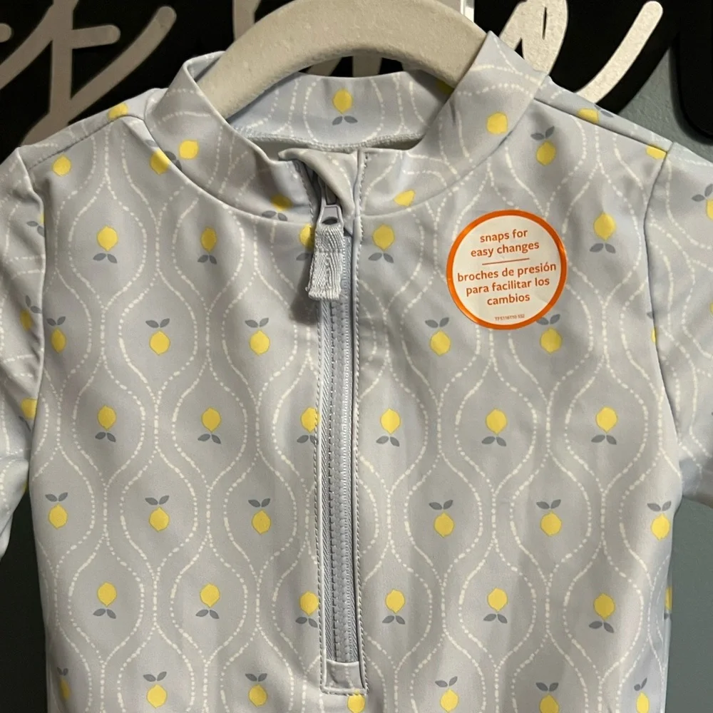 Carter’s Just One You Blue Lemon Long Sleeve Rashguard One-Piece Swimsuit NWT